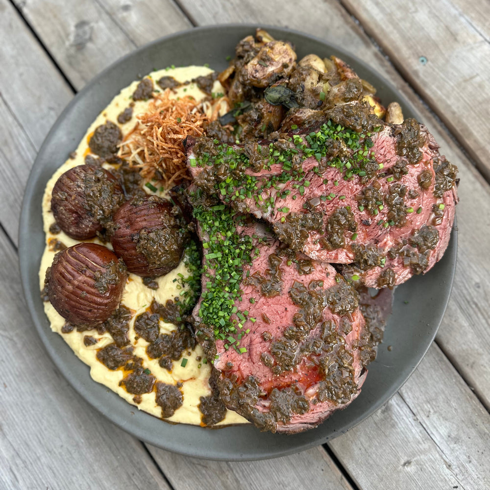 smoked prime rib with potatoes prepared four ways