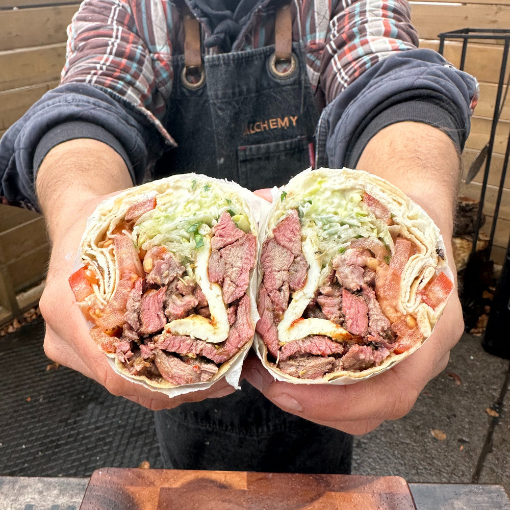 smoked lamb pita with garlic yogurt sauce